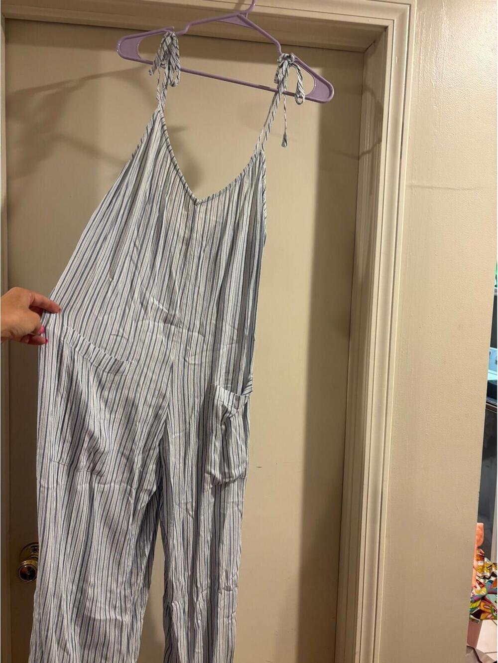 Billabong Striped Tie Strap Wide Leg Jumpsuit Womens Medium